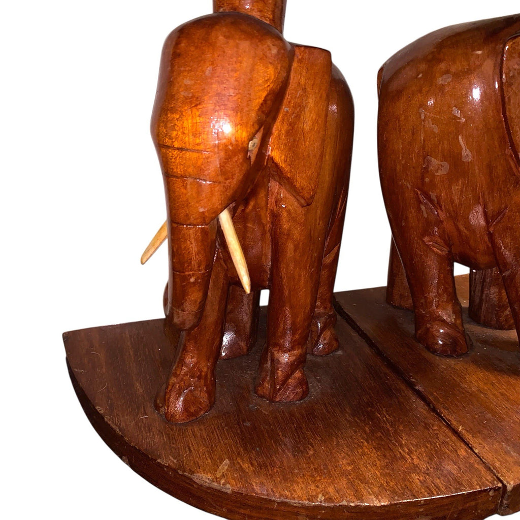 Vintage Hand Carved Wooden Elephant Pedestal Tables Set of 4 Nesting Project Tables by TheVoyageBird
