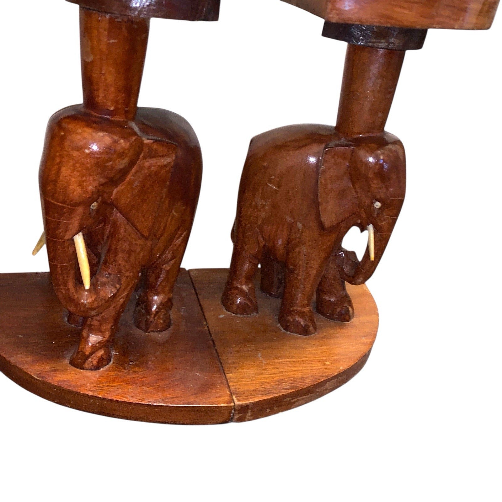Vintage Hand Carved Wooden Elephant Pedestal Tables Set of 4 Nesting Project Tables by TheVoyageBird