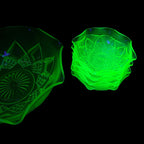 Vintage Hazel Atlas Diamond Arches Uranium Glass Large Bowl & 4 Dessert Bowls Bowls by TheVoyageBird