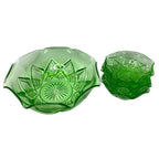 Vintage Hazel Atlas Diamond Arches Uranium Glass Large Bowl & 4 Dessert Bowls Bowls by TheVoyageBird