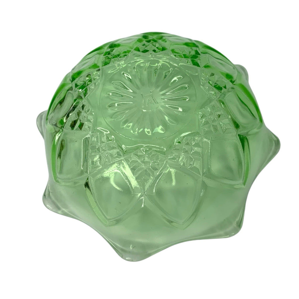 Vintage Hazel Atlas Diamond Arches Uranium Glass Large Bowl & 4 Dessert Bowls Bowls by TheVoyageBird