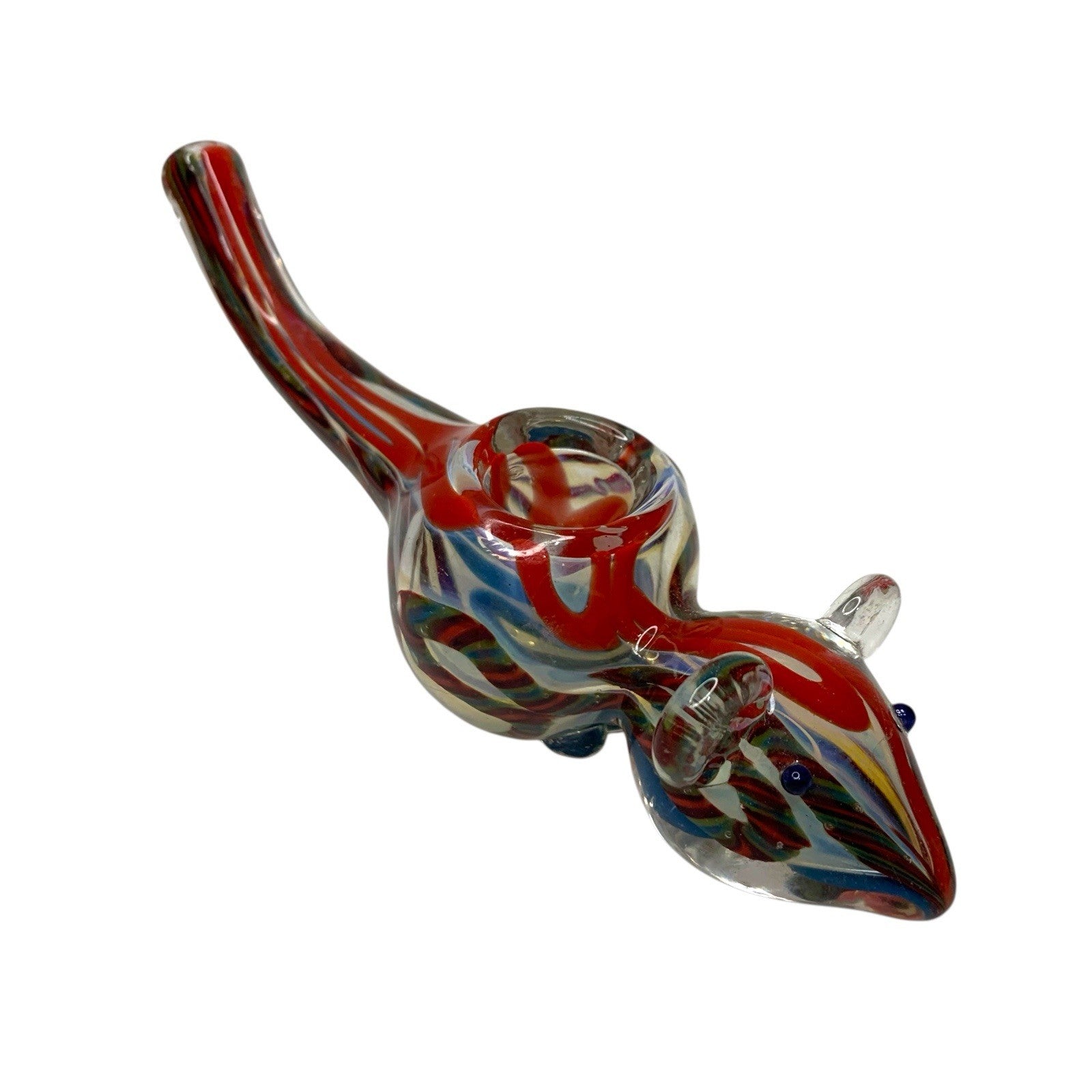 Vintage Heavy Glass Mouse Figurine Red Blue Marble Art Glass Animal Collectible Glass Figurines by TheVoyageBird