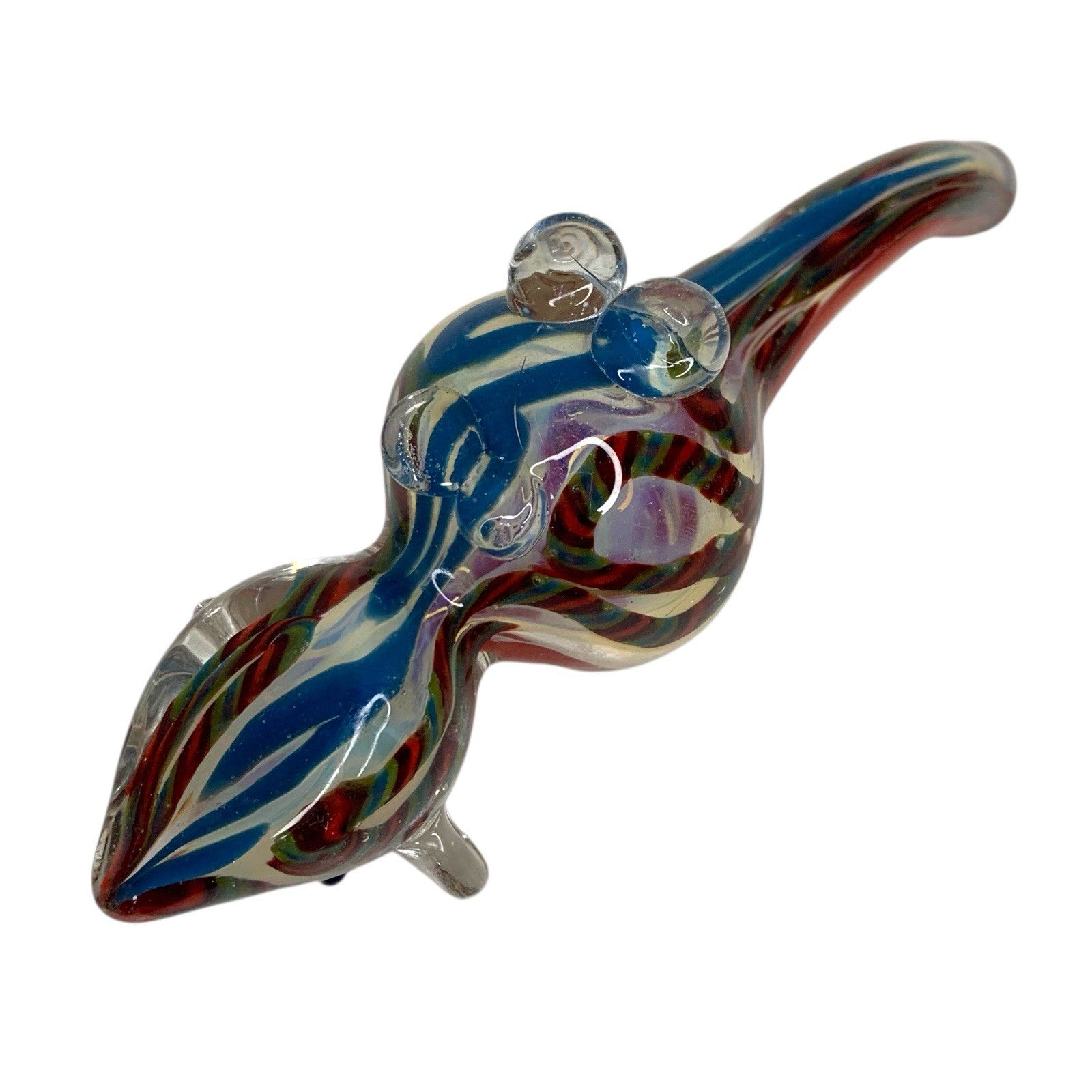 Vintage Heavy Glass Mouse Figurine Red Blue Marble Art Glass Animal Collectible Glass Figurines by TheVoyageBird