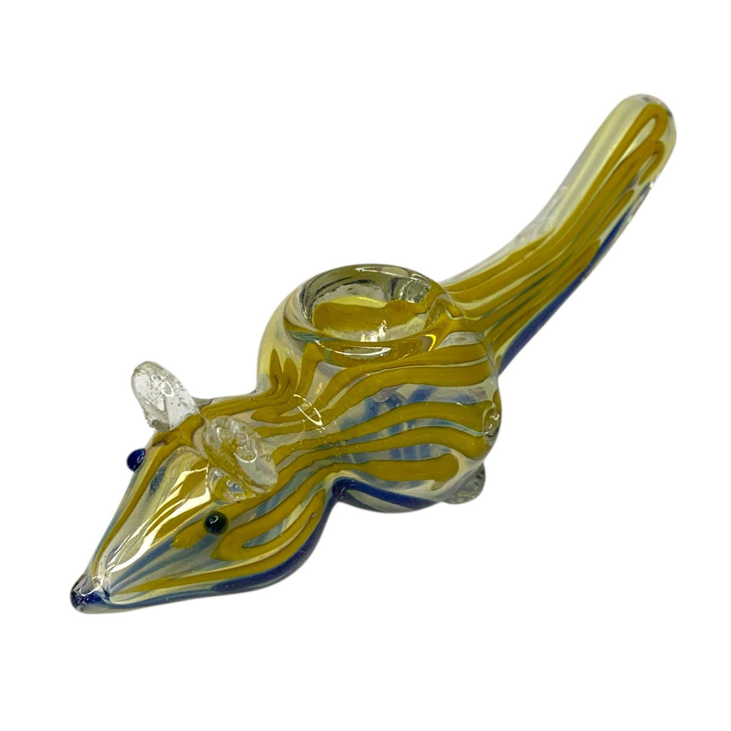 Vintage Heavy Glass Mouse Figurine Yellow Marble Art Glass Animal Collectible Glass Figurines by TheVoyageBird