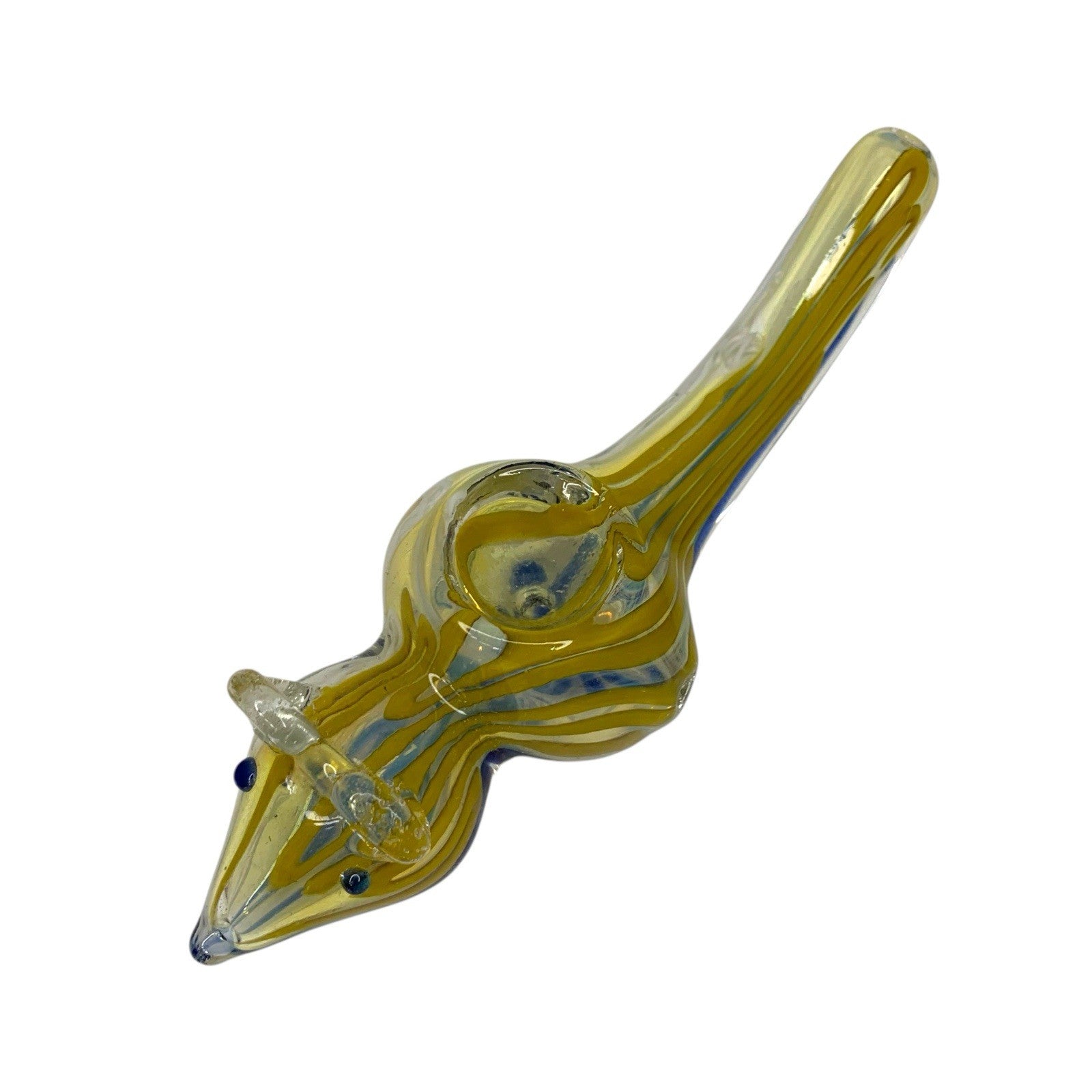 Vintage Heavy Glass Mouse Figurine Yellow Marble Art Glass Animal Collectible Glass Figurines by TheVoyageBird