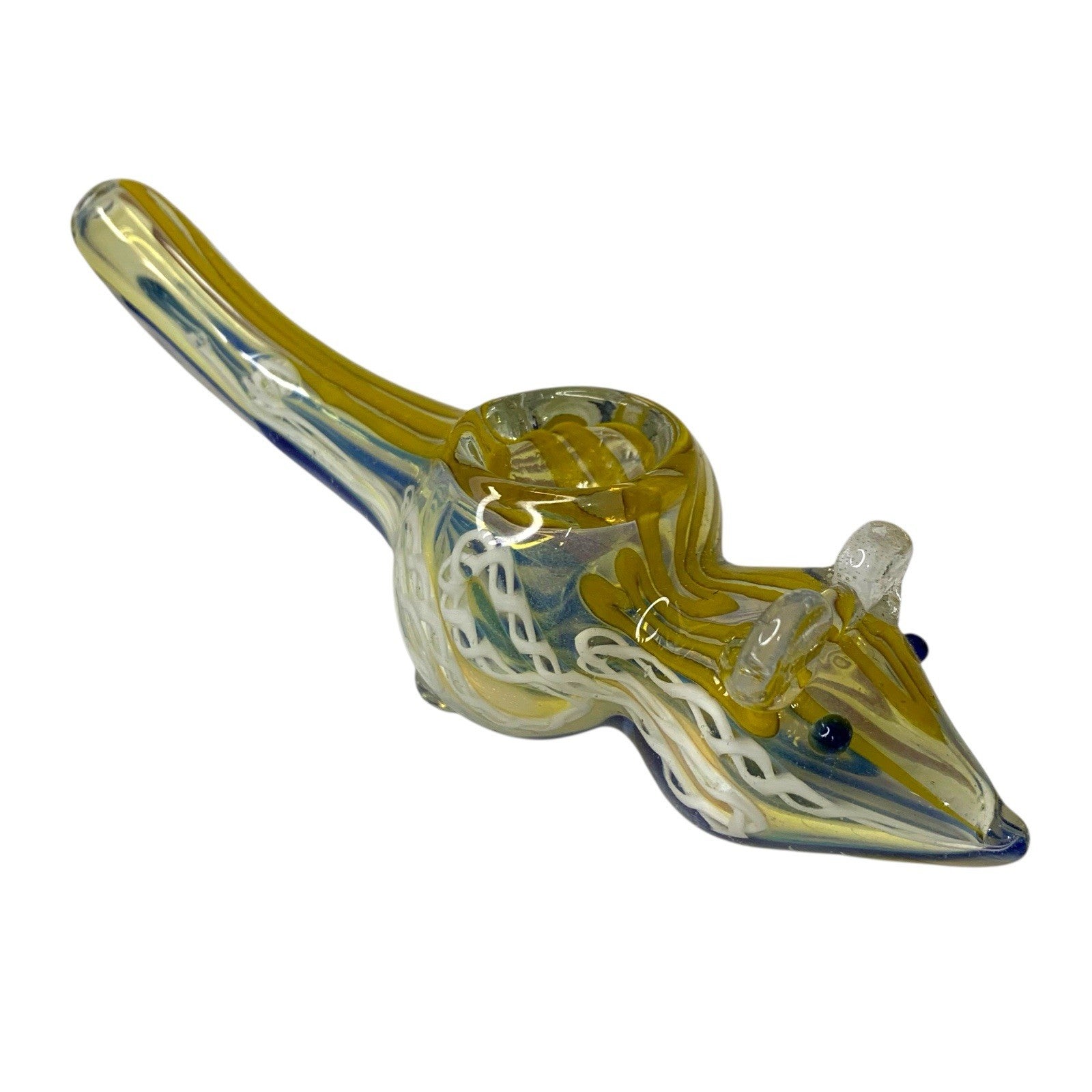 Vintage Heavy Glass Mouse Figurine Yellow Marble Art Glass Animal Collectible Glass Figurines by TheVoyageBird