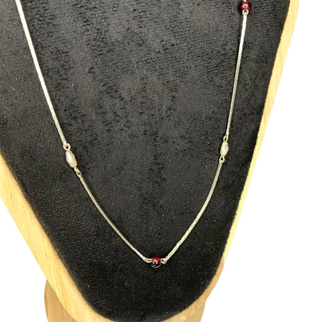 Vintage Italian Caleari 925 Sterling Silver Necklace Small Stone Detail Jeweller Gemstone by TheVoyageBird