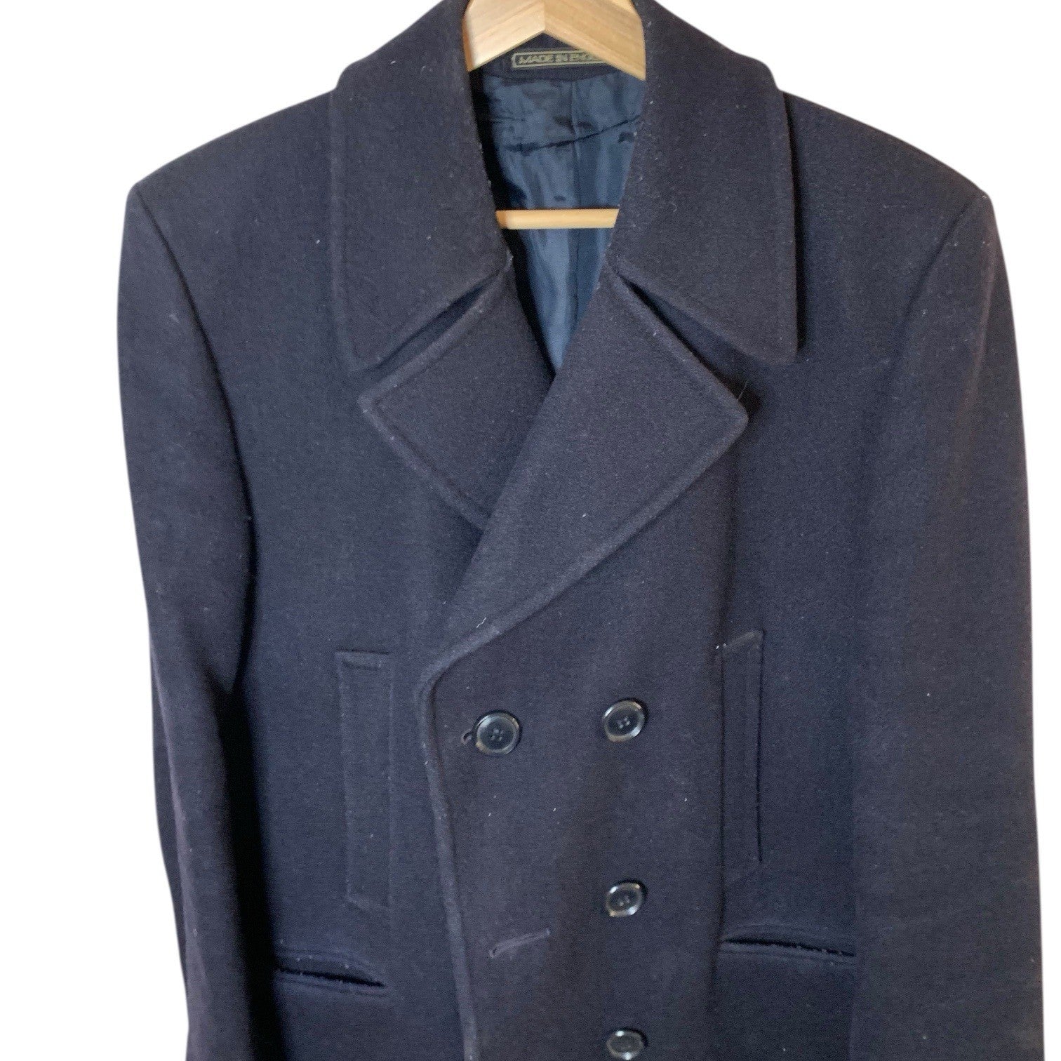 Vintage KINDLER Navy Wool Double Breasted Overcoat Size Large / 16 - England Coats, Jackets & Waistcoats by TheVoyageBird
