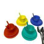 Vintage Kids Tea Set 19pc + German Metal Cutlery 24pc - 1970s-80s Pretend Play Bundle UK Collector Teapots by TheVoyageBird