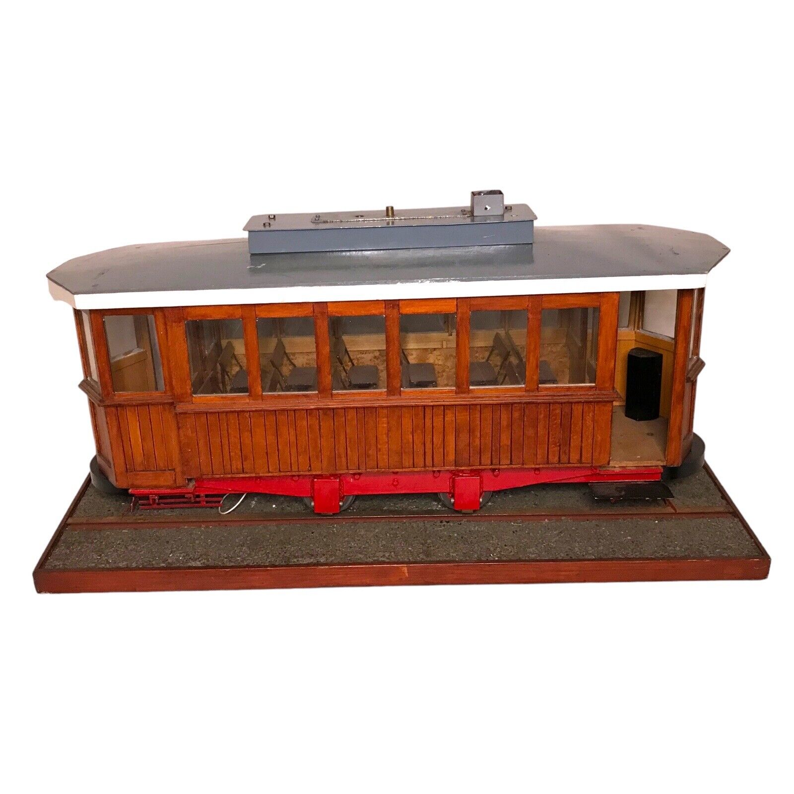 Vintage Large Scale Working Wooden Tram Model – 110mm Gauge, Handcrafted, Rare Sculptures & Figurines by TheVoyageBird