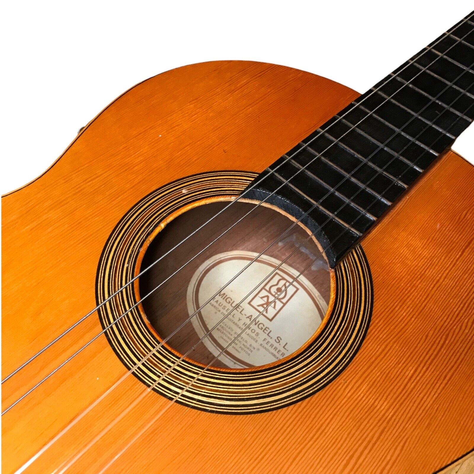 Vintage Miguel Ángel Acoustic Flamenco Guitar | Made in Spain | Red Leather Pouch | 1970s-80s Acoustic Guitars by TheVoyageBird