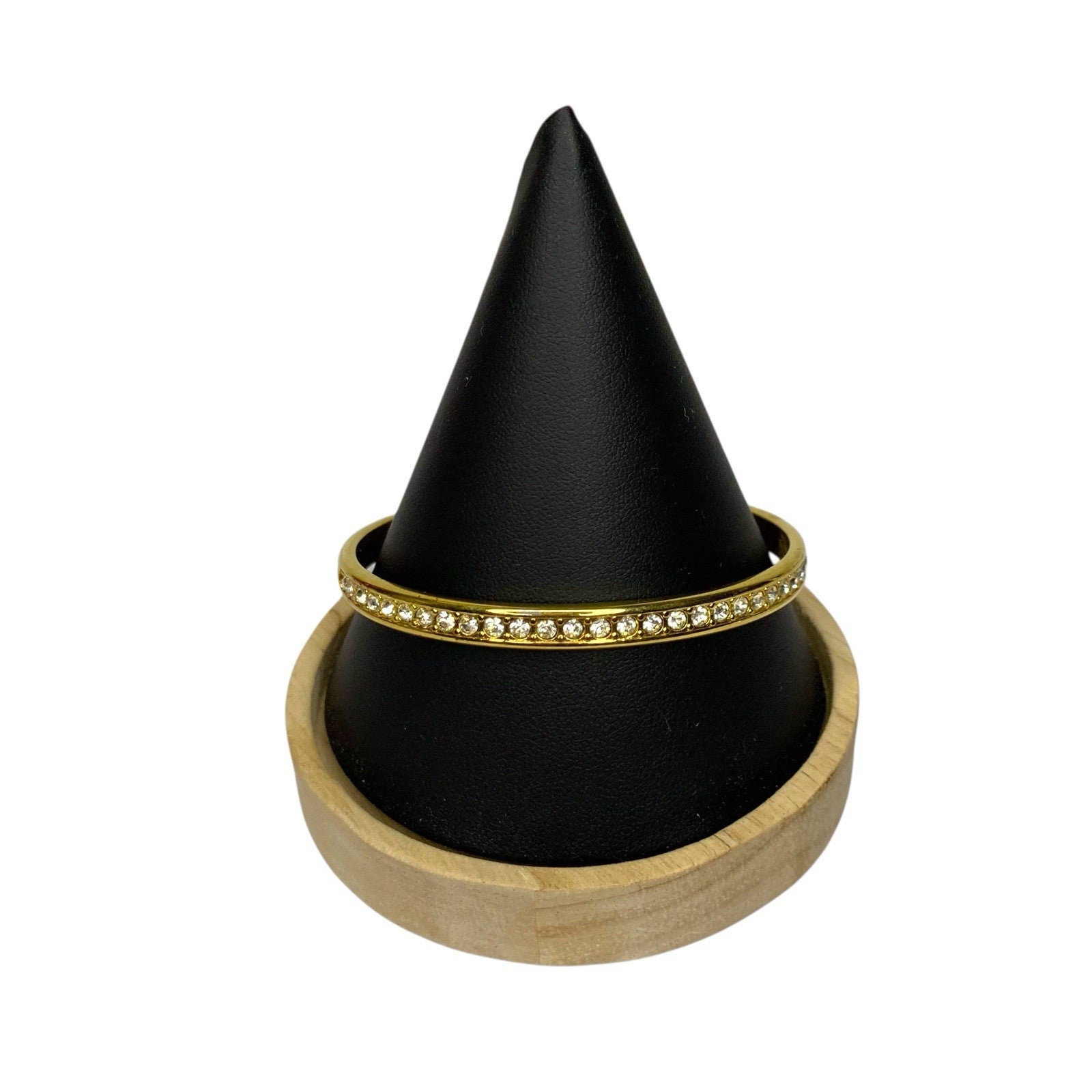 Vintage Monet Crystal Rhinestone Bangle Bracelet - Gold Plated 1980s Costume Jewellery UK Bracelets by TheVoyageBird