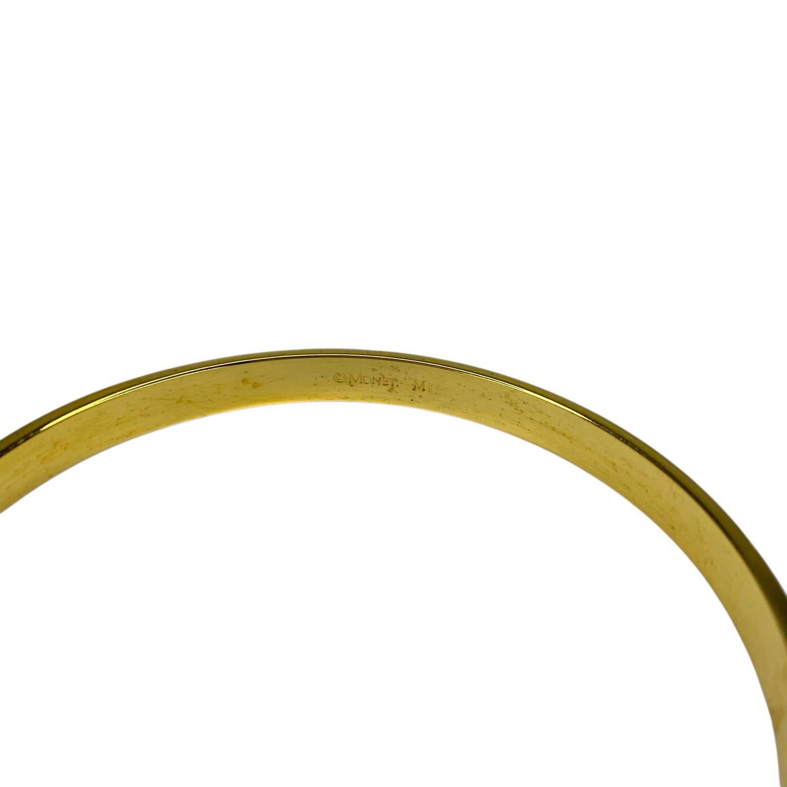 Vintage Monet Crystal Rhinestone Bangle Bracelet - Gold Plated 1980s Costume Jewellery UK Bracelets by TheVoyageBird