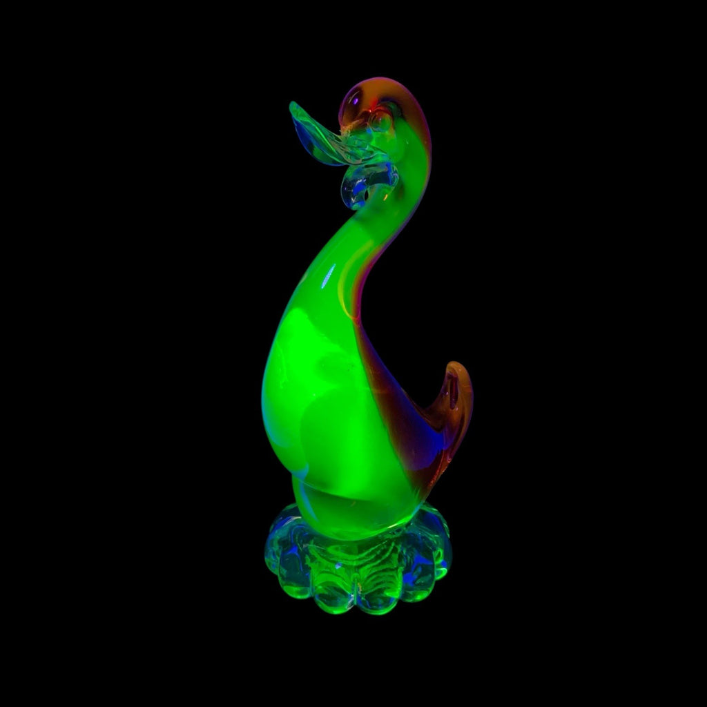 Vintage Murano Uranium & Cadmium Glass Duck 20cm Sculpture Mid Century Figurine 1950s-1970s Mid-Century by TheVoyageBird
