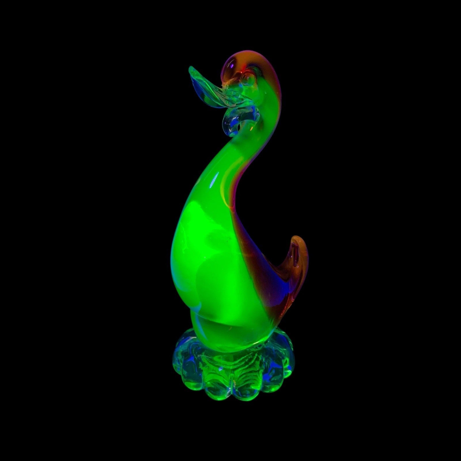 Vintage Murano Uranium & Cadmium Glass Duck 20cm Sculpture Mid Century Figurine 1950s-1970s Mid-Century by TheVoyageBird