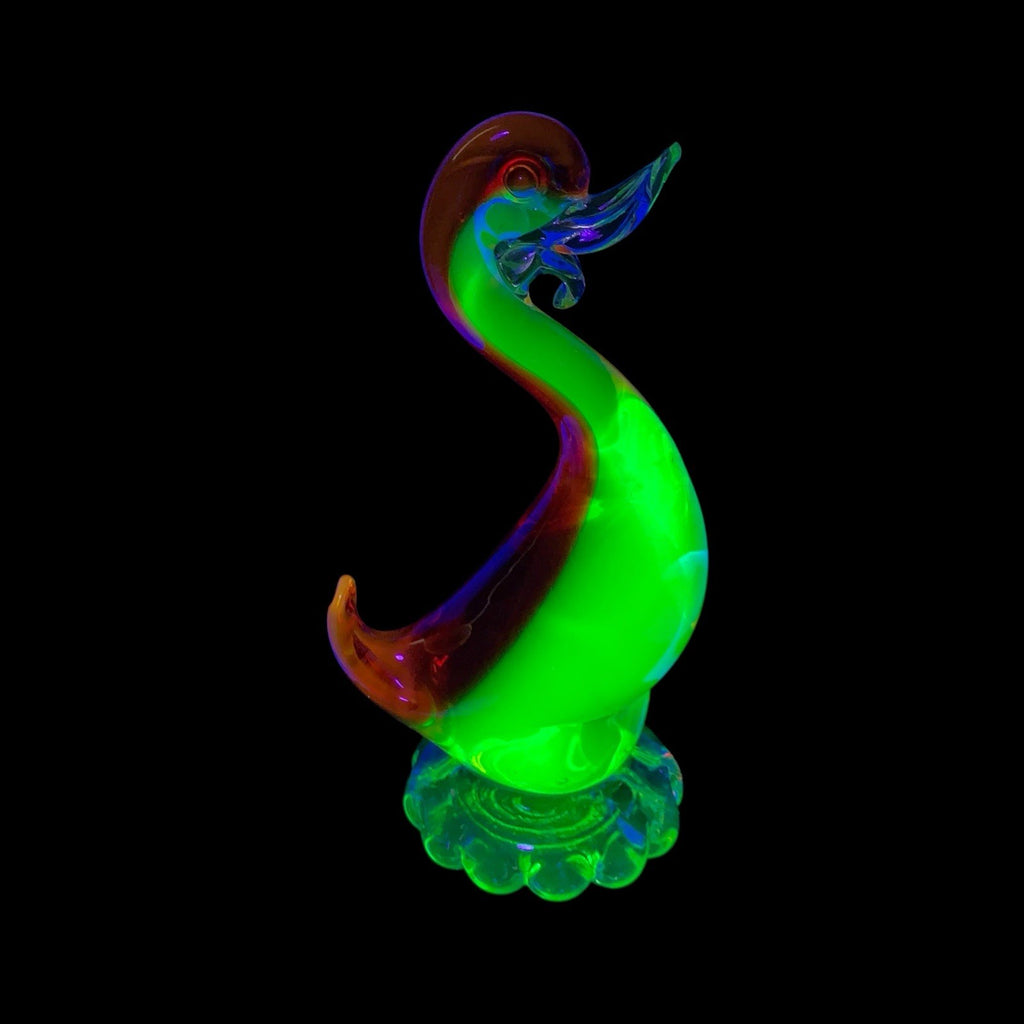 Vintage Murano Uranium & Cadmium Glass Duck 20cm Sculpture Mid Century Figurine 1950s-1970s Mid-Century by TheVoyageBird