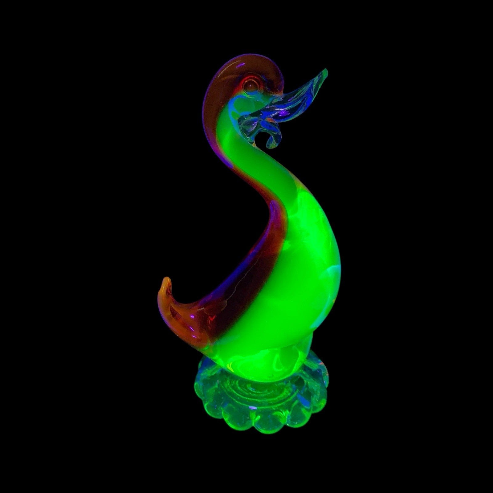 Vintage Murano Uranium & Cadmium Glass Duck 20cm Sculpture Mid Century Figurine 1950s-1970s Mid-Century by TheVoyageBird