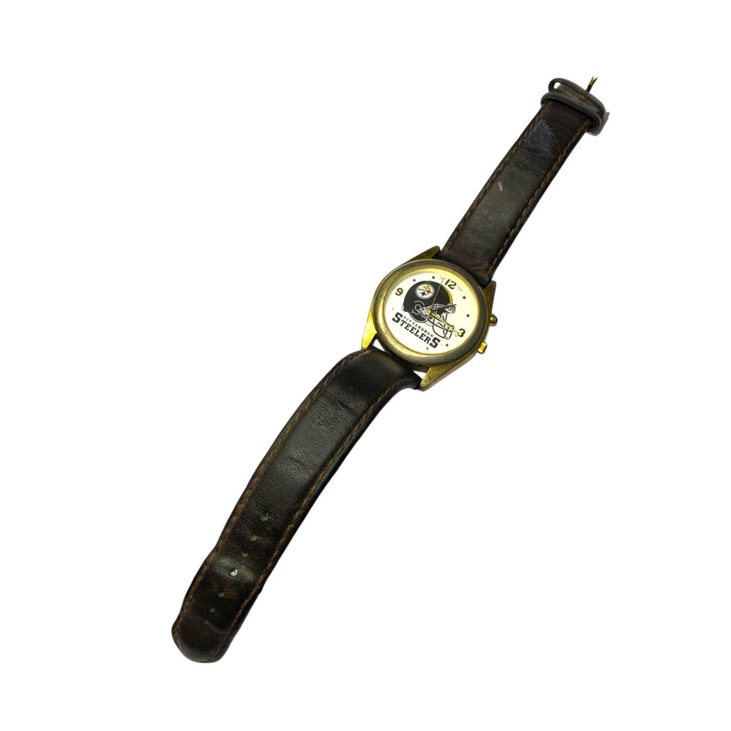 Vintage NFL Pittsburgh Steelers Sun Time Quartz Musical Watch with Leather Strap Other American Football Mem by TheVoyageBird