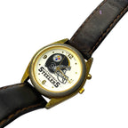 Vintage NFL Pittsburgh Steelers Sun Time Quartz Musical Watch with Leather Strap Other American Football Mem by TheVoyageBird