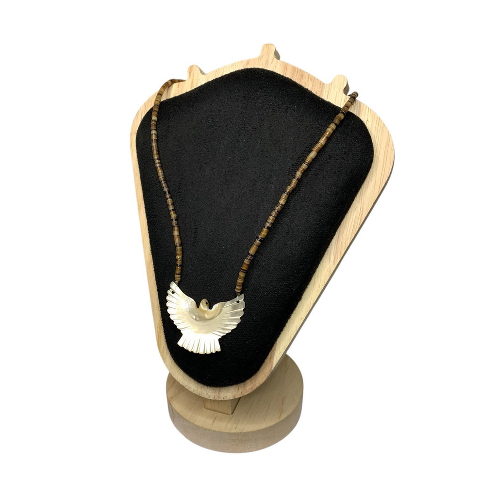 Vintage Native American Carved Mother of Pearl Eagle Pendant Beaded Necklace Vintage Reproduction Jewellery by TheVoyageBird