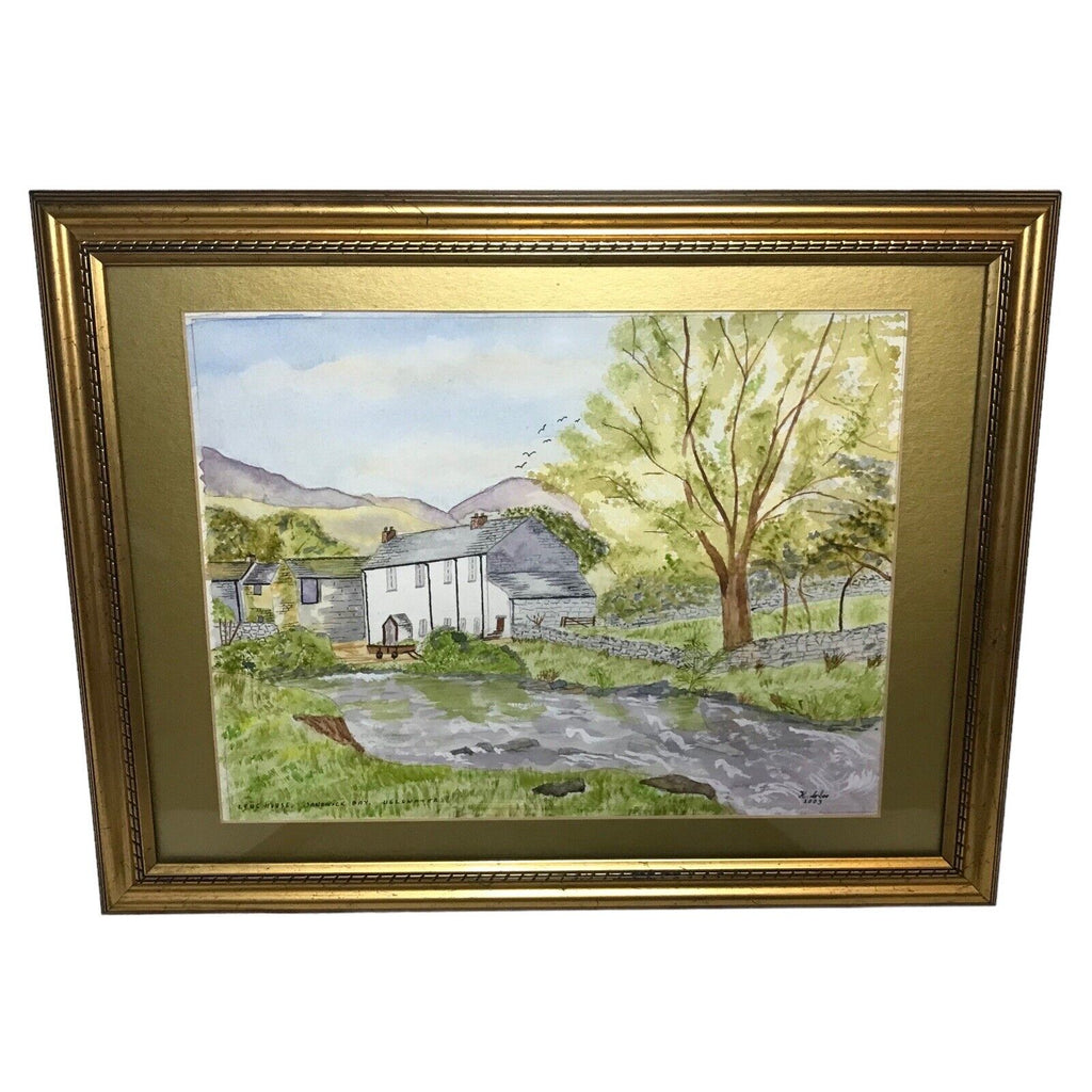 Vintage Paintings of Houses in the Countryside x2 Framed & Signed Ullswater Paintings by TheVoyageBird