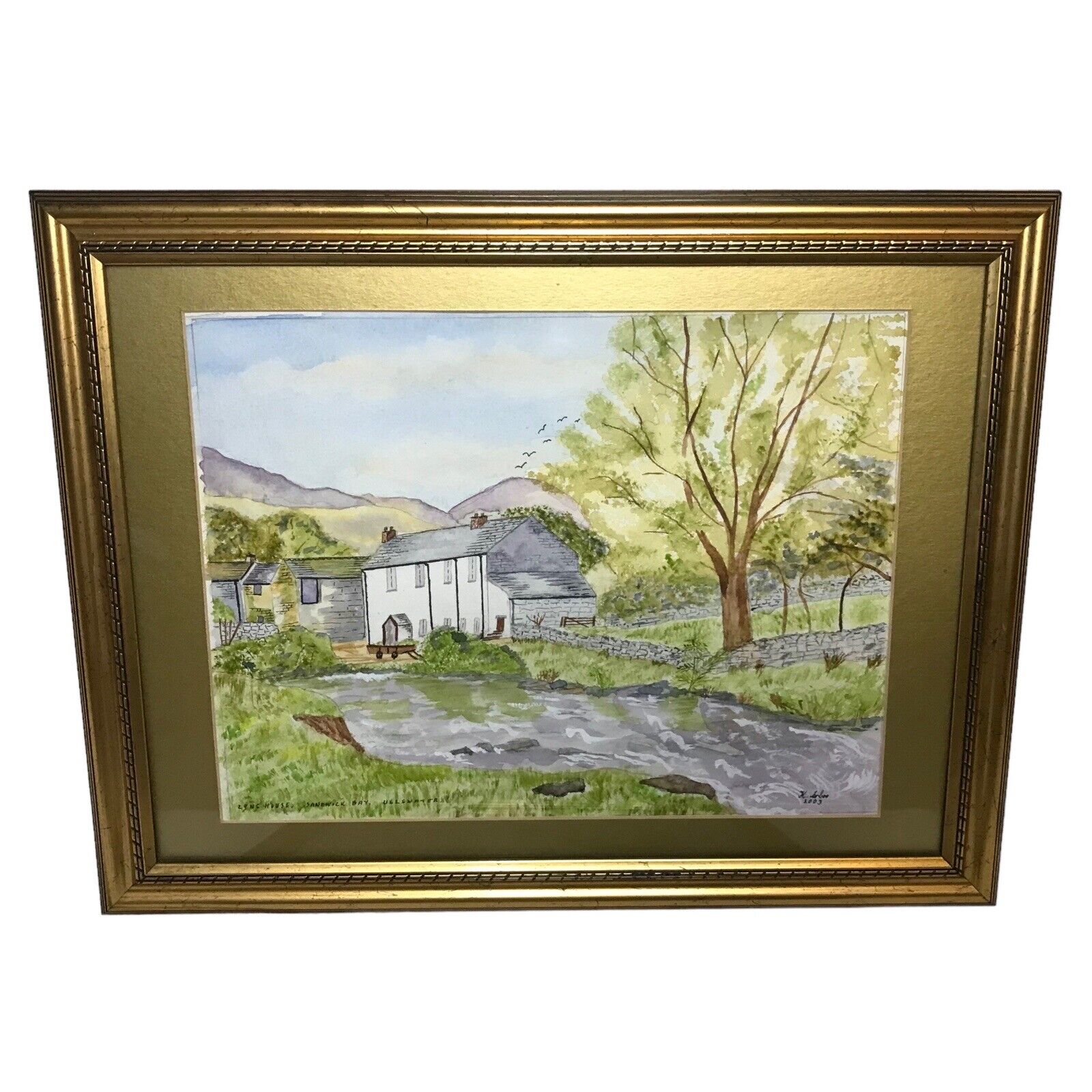 Vintage Paintings of Houses in the Countryside x2 Framed & Signed Ullswater Paintings by TheVoyageBird