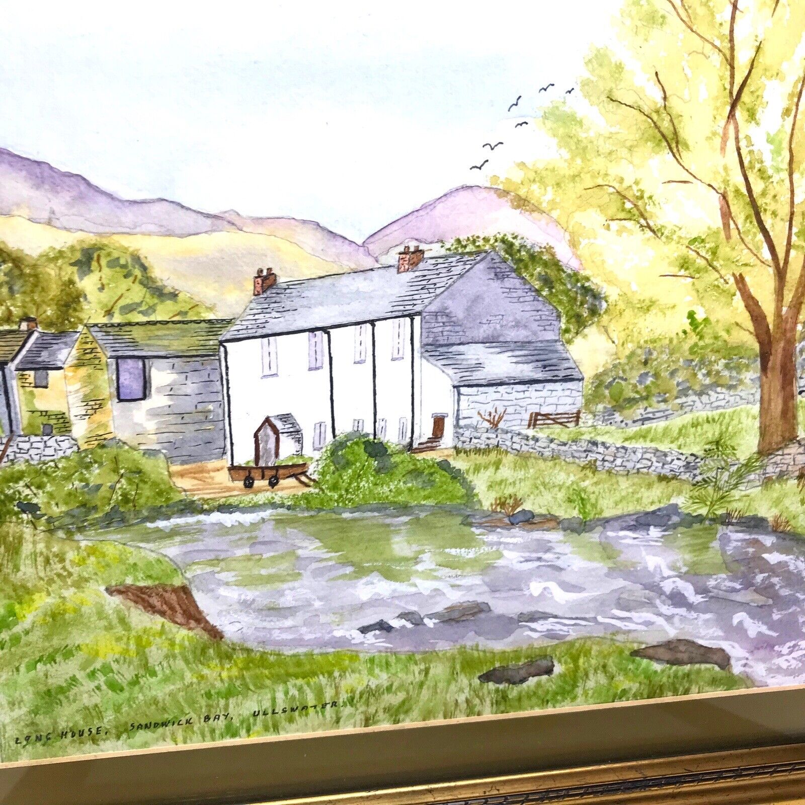 Vintage Paintings of Houses in the Countryside x2 Framed & Signed Ullswater Paintings by TheVoyageBird