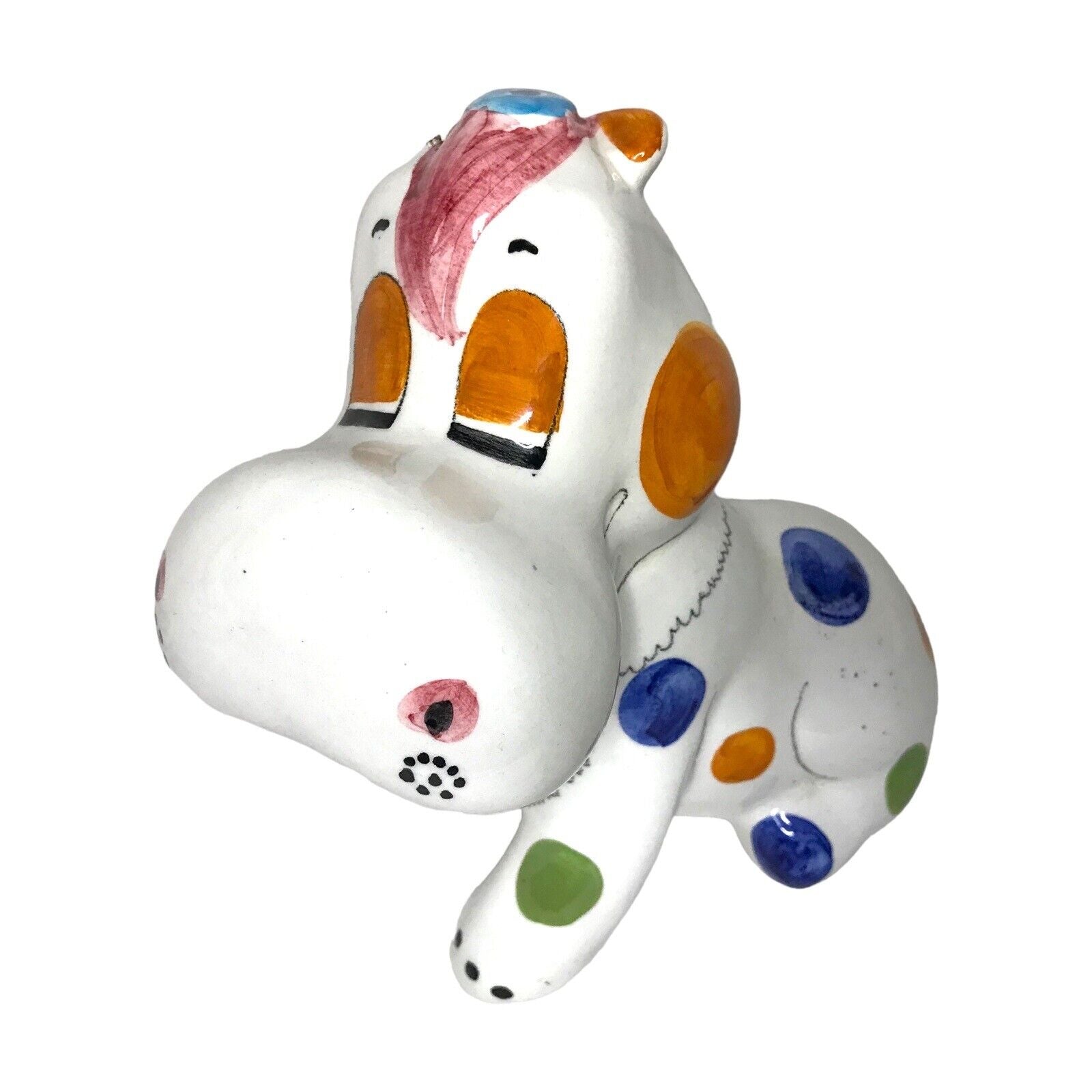 Vintage Quadrifoglio Florence Italy Pottery Dog Money Coin Bank MCM 7 1/2“ 1960s by TheVoyageBird