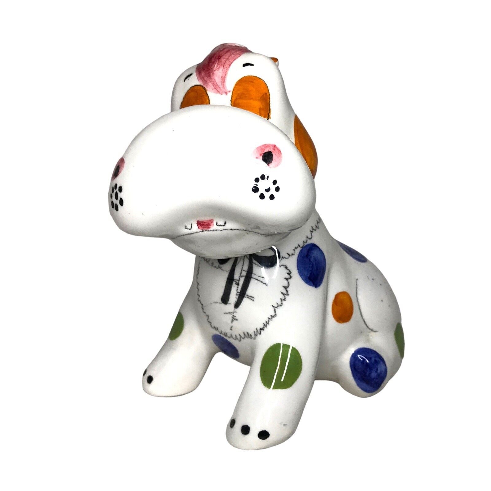 Vintage Quadrifoglio Florence Italy Pottery Dog Money Coin Bank MCM 7 1/2“ 1960s by TheVoyageBird