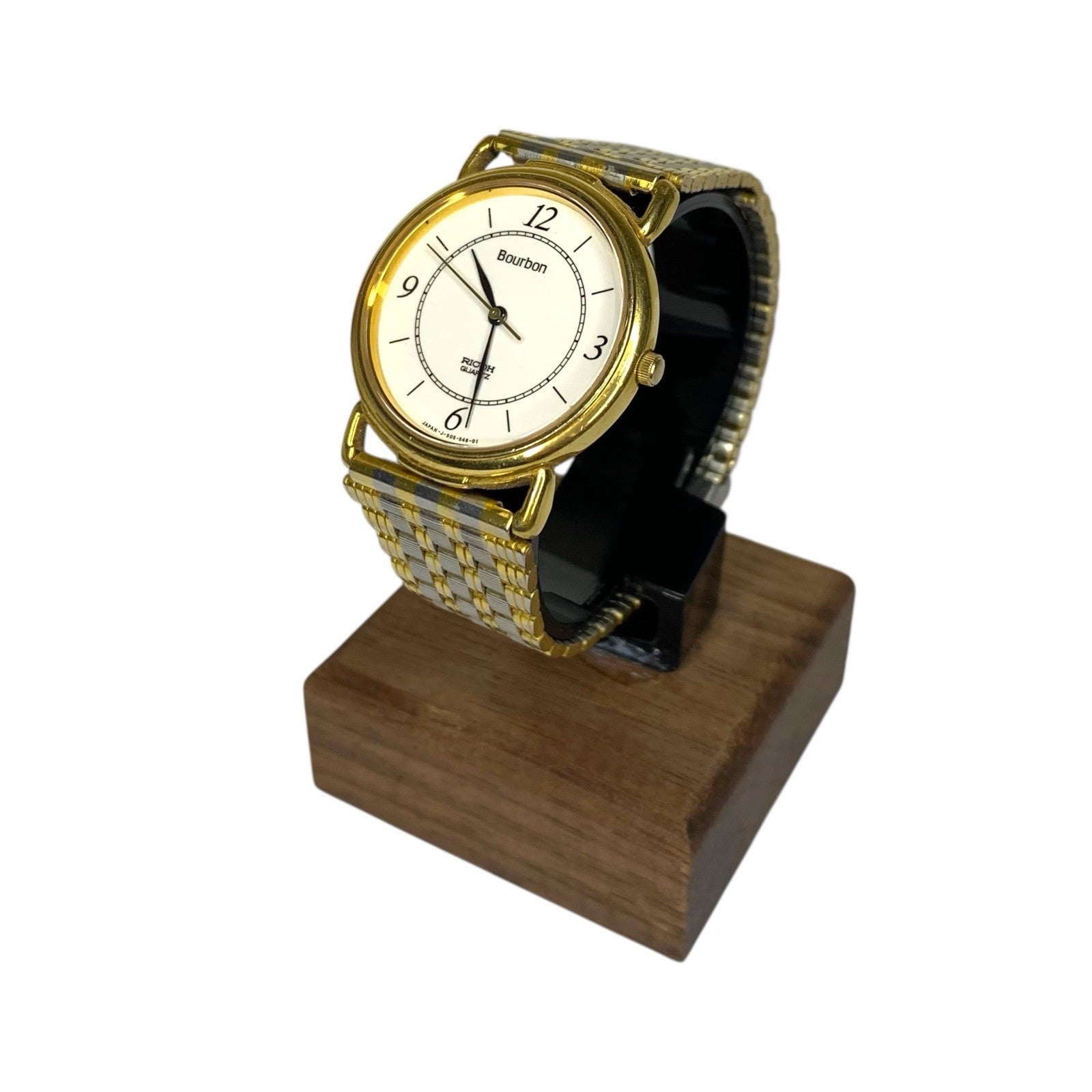 Vintage Ricoh Bourbon Quartz Watch Two Tone Gold Silver Strap Rare Working Wristwatches by TheVoyageBird