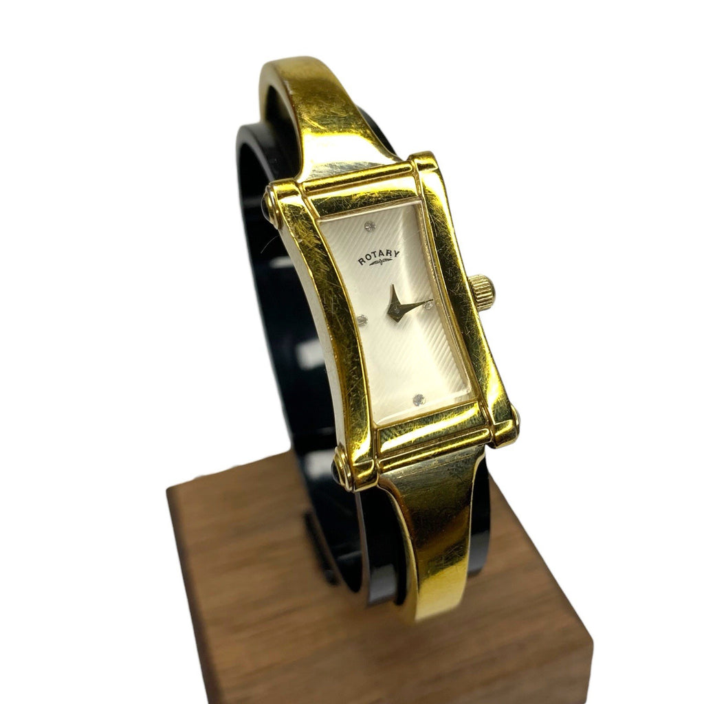 Vintage Rotary Ladies Bangle Watch Gold Tone Dolphin Standard Quartz Working Wristwatches by TheVoyageBird