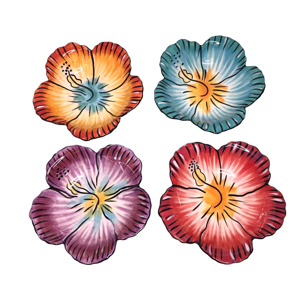 Vintage Set of 4 Clay Art StoneLite Paradiso Hibiscus Candy Dish / Bowls 8” 2003 Carlton Ware by TheVoyageBird
