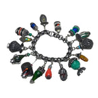 Vintage Signed Napier Chinese Lanterns - 16 Charm Bracelet Silver Tone Glass Bracelets by TheVoyageBird