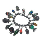 Vintage Signed Napier Chinese Lanterns - 16 Charm Bracelet Silver Tone Glass Bracelets by TheVoyageBird