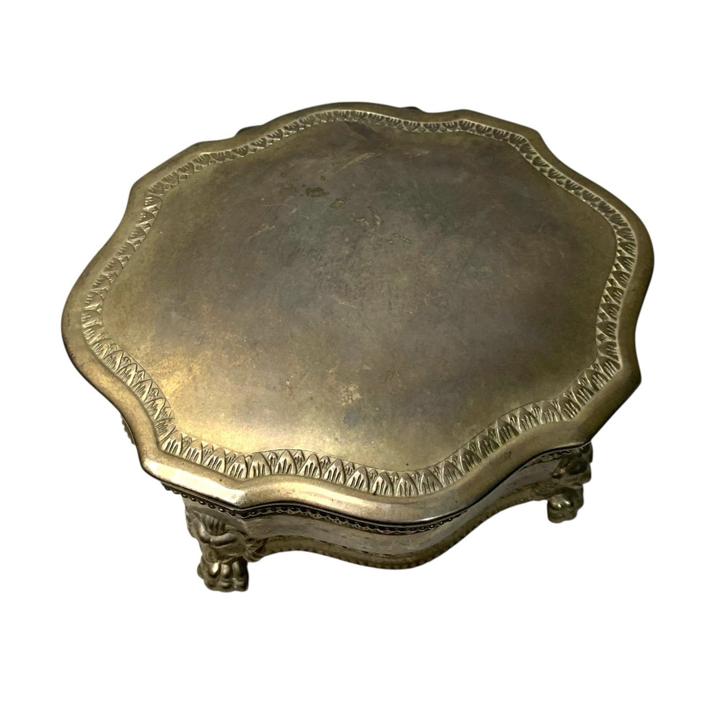 Vintage Silver Plated Lion Paw Footed Trinket Box – Jewellery Case – Purple Lini Pill & Trinket Boxes by TheVoyageBird