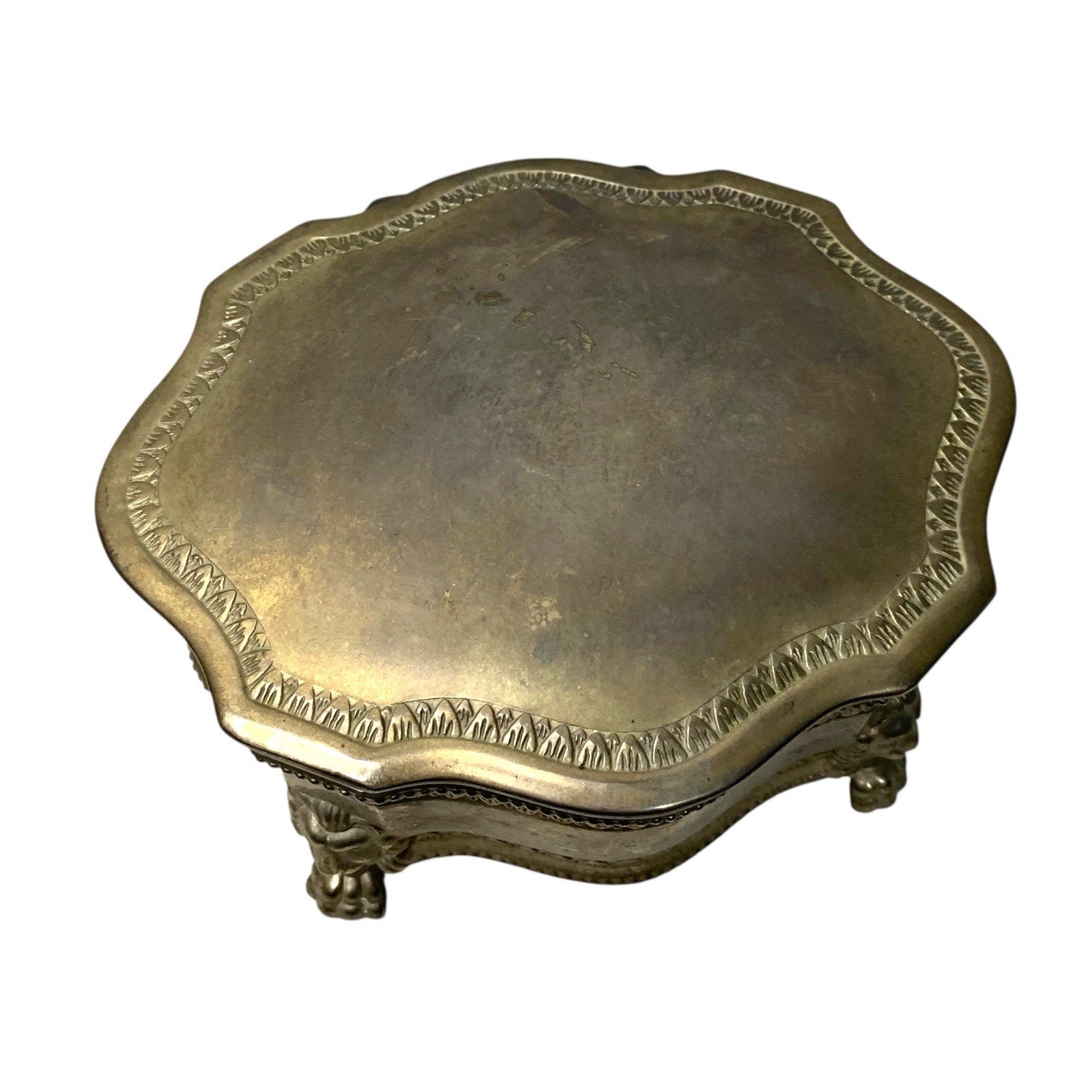 Vintage Silver Plated Lion Paw Footed Trinket Box – Jewellery Case – Purple Lini Pill & Trinket Boxes by TheVoyageBird