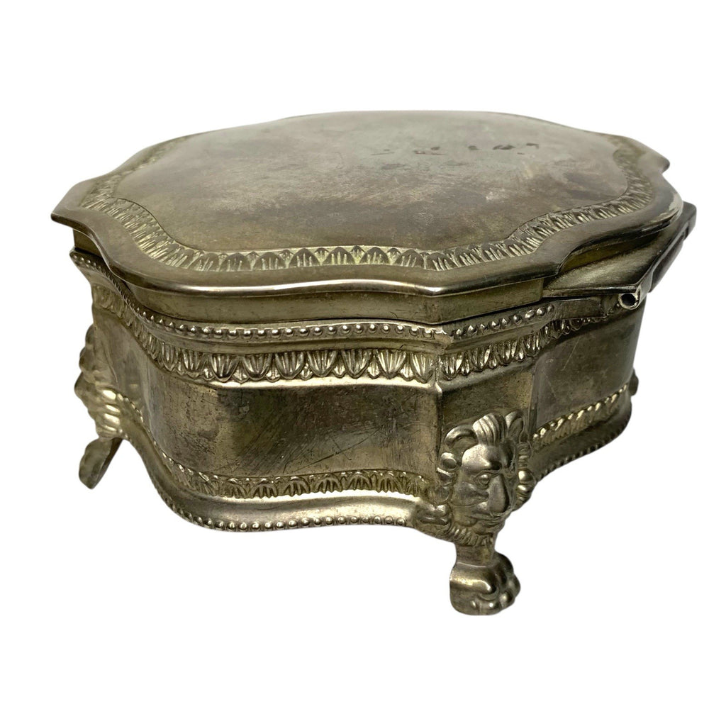 Vintage Silver Plated Lion Paw Footed Trinket Box – Jewellery Case – Purple Lini Pill & Trinket Boxes by TheVoyageBird