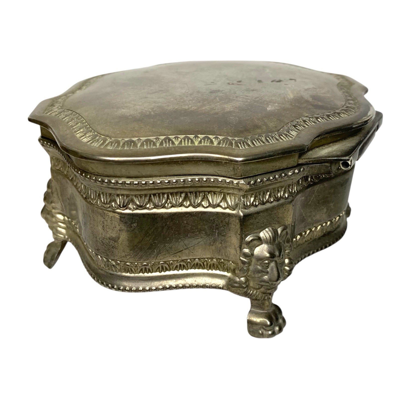 Vintage Silver Plated Lion Paw Footed Trinket Box – Jewellery Case – Purple Lini Pill & Trinket Boxes by TheVoyageBird