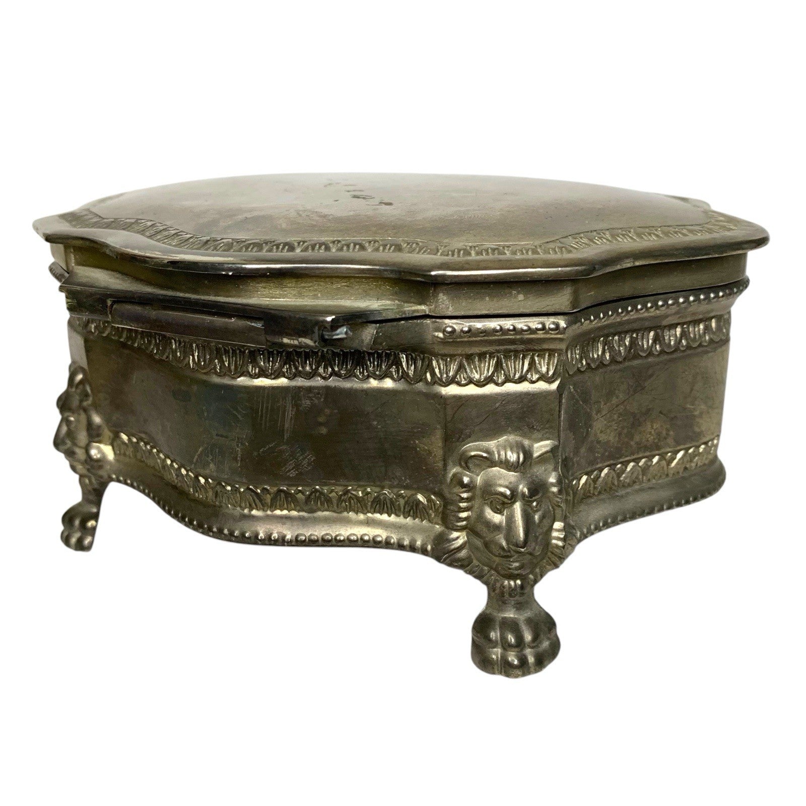 Vintage Silver Plated Lion Paw Footed Trinket Box – Jewellery Case – Purple Lini Pill & Trinket Boxes by TheVoyageBird