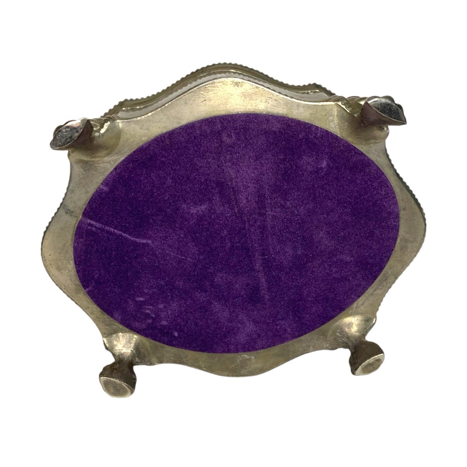 Vintage Silver Plated Lion Paw Footed Trinket Box – Jewellery Case – Purple Lini Pill & Trinket Boxes by TheVoyageBird