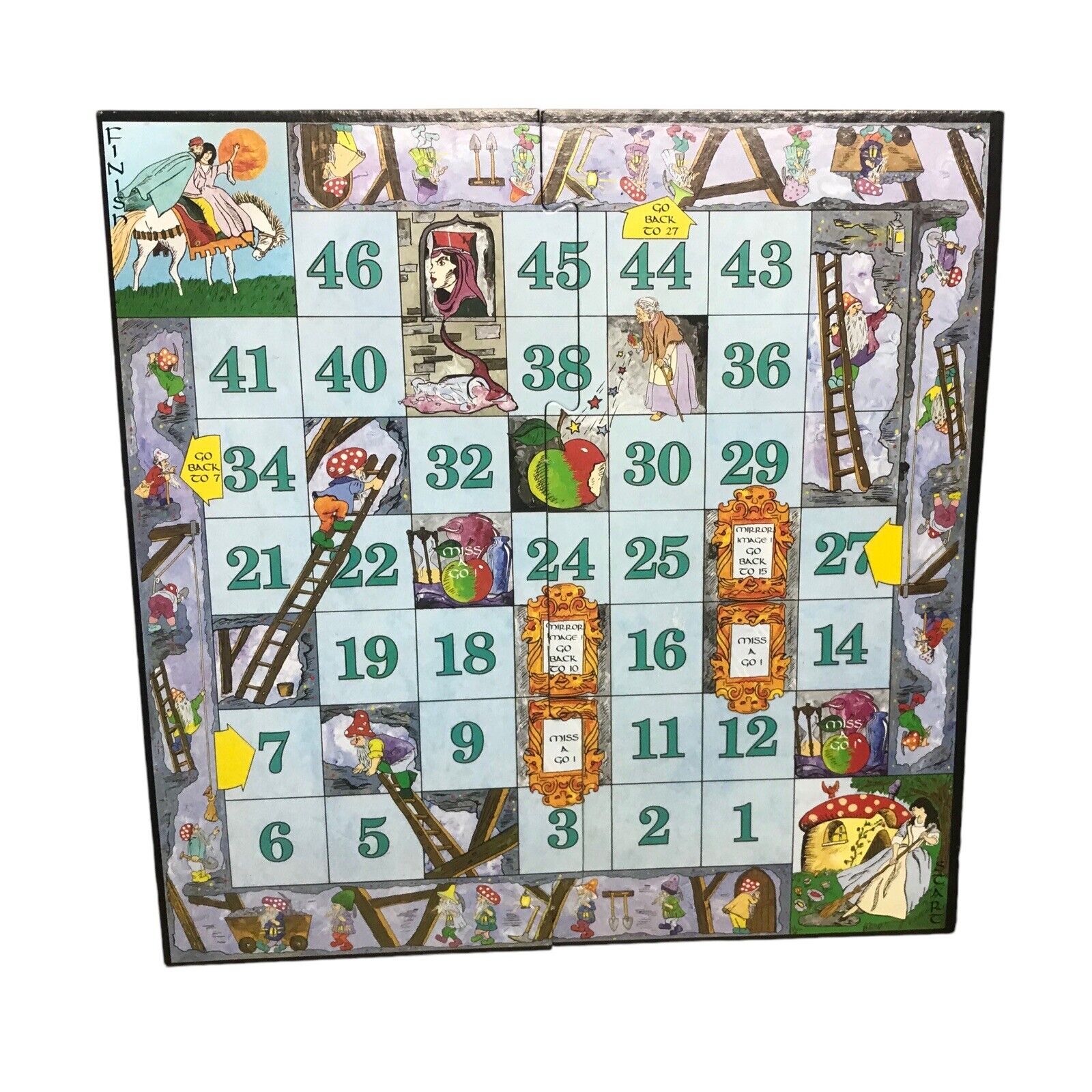 Vintage Snow White and the Seven Dwarfs Board Game | Timeless Games | Snakes and Ladders Style Vintage Manufacture by TheVoyageBird