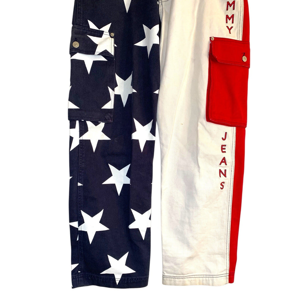Vintage Tommy Hilfiger Jeans 32/32 Side Stripe Spell Out Big Flag Cargo Rare Jeans by TheVoyageBird