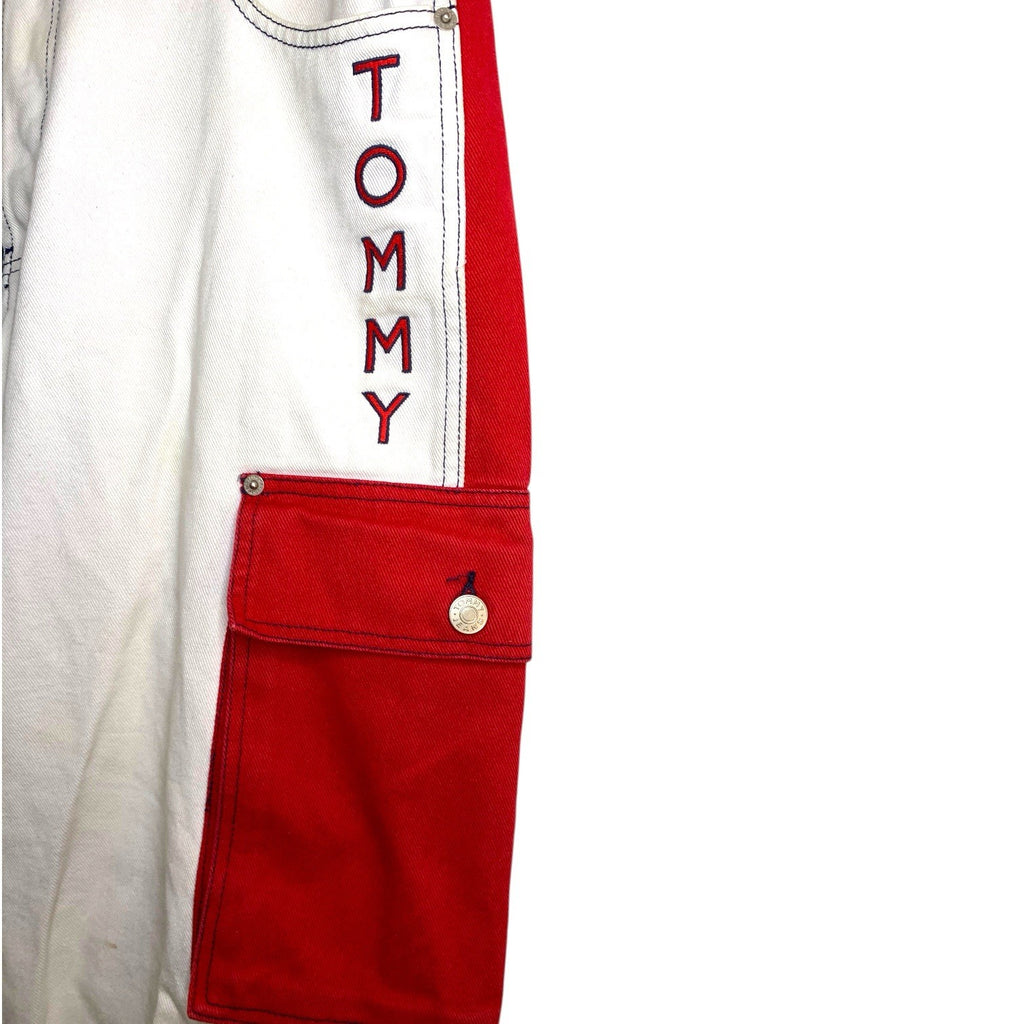 Vintage Tommy Hilfiger Jeans 32/32 Side Stripe Spell Out Big Flag Cargo Rare Jeans by TheVoyageBird