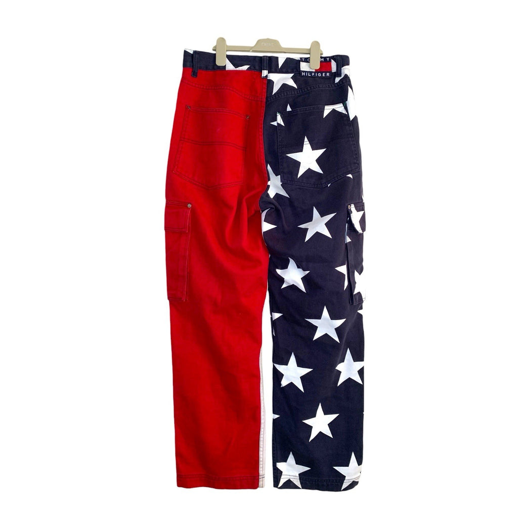 Vintage Tommy Hilfiger Jeans 32/32 Side Stripe Spell Out Big Flag Cargo Rare Jeans by TheVoyageBird