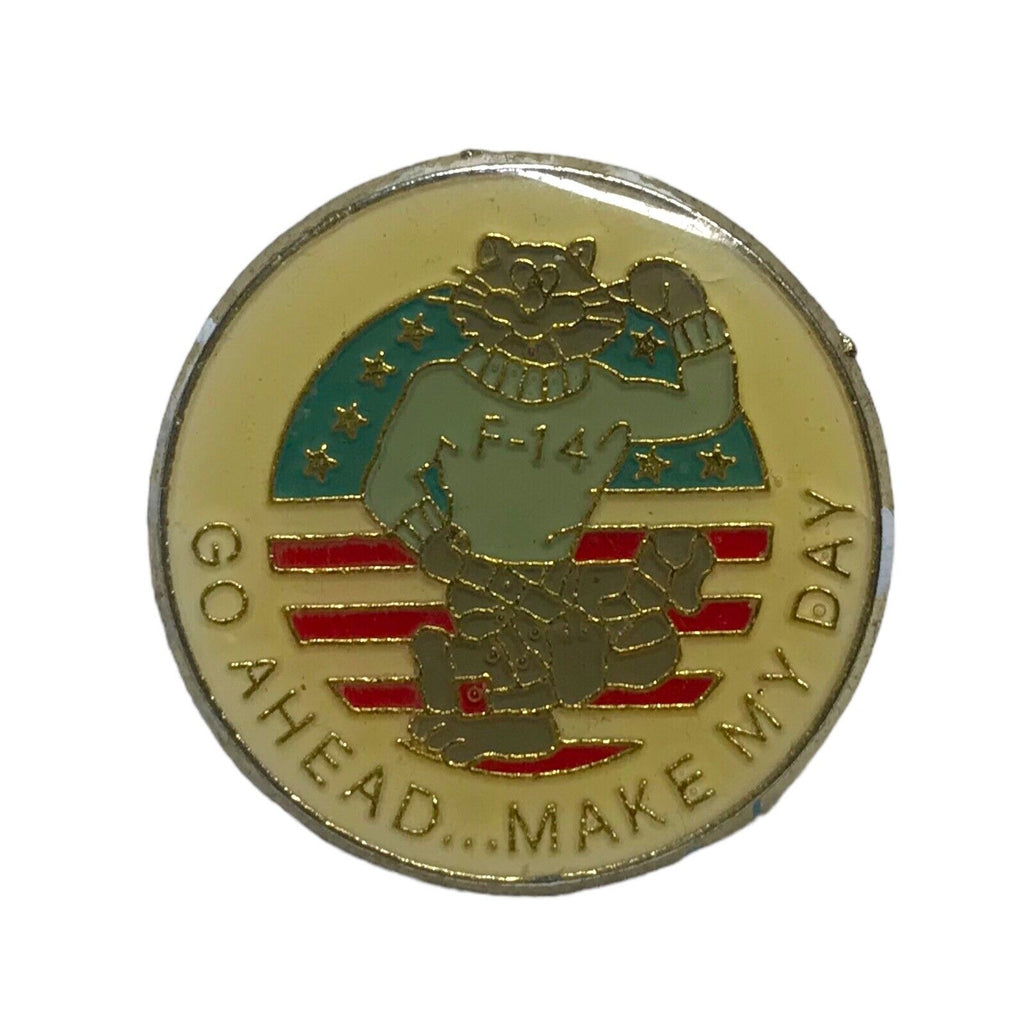 Vintage U.S. NAVY F-14 Enamel Pin Badge Tomcat Go Ahead Make My Day Patch - RARE Military Badges by TheVoyageBird