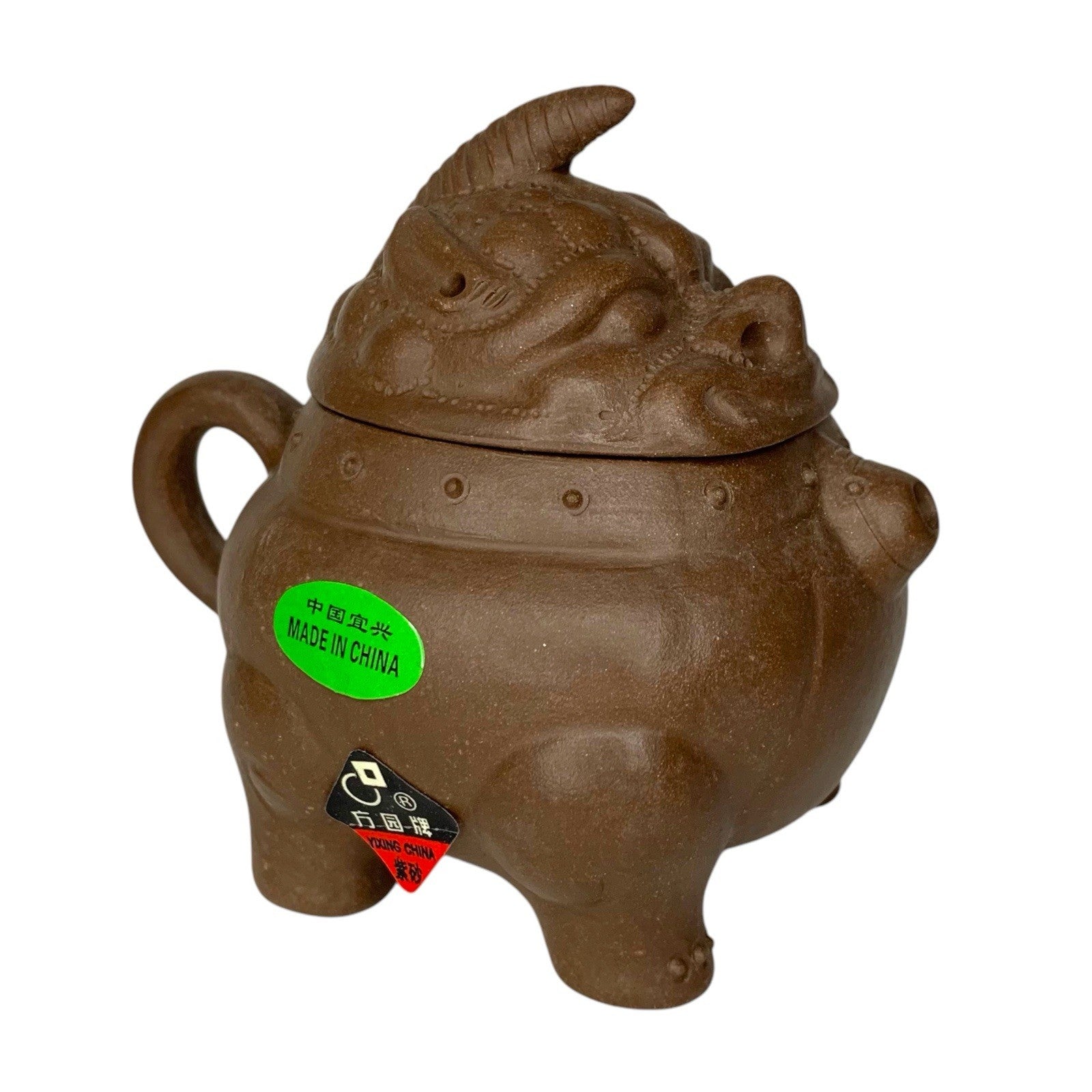 Vintage Yixing Teapot Foo Dog Guardian Lion Zisha Square Circle Factory 1 Boxed Teapots by TheVoyageBird
