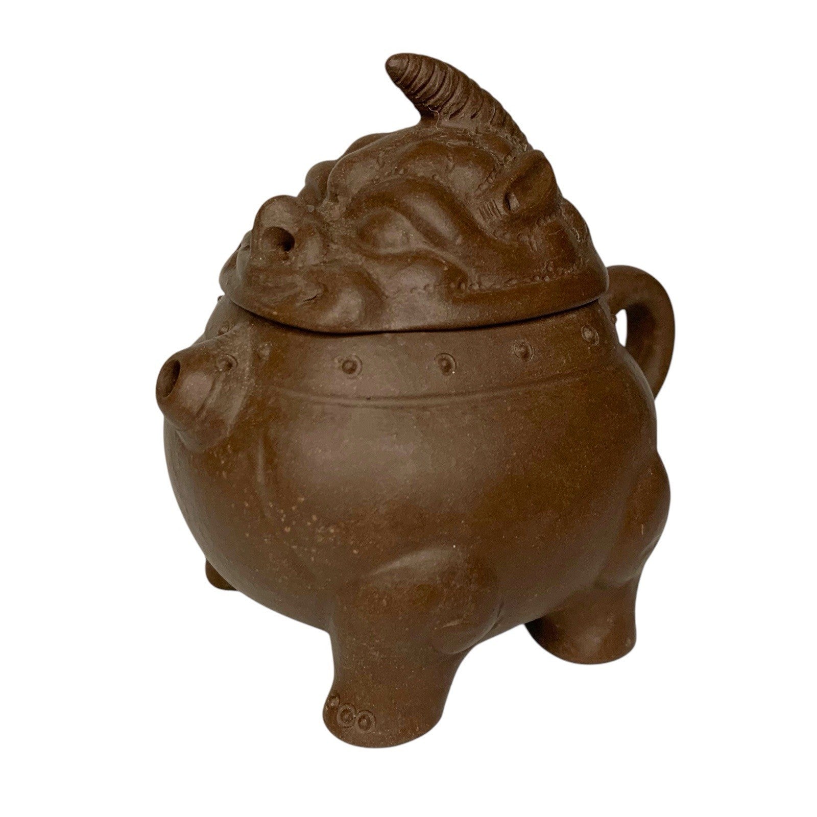 Vintage Yixing Teapot Foo Dog Guardian Lion Zisha Square Circle Factory 1 Boxed Teapots by TheVoyageBird