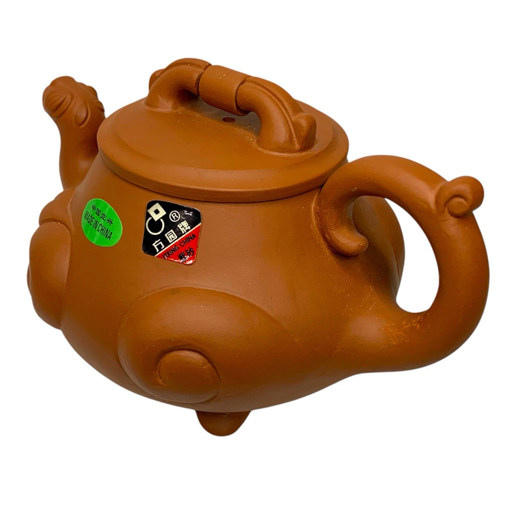 Vintage Yixing Zisha Teapot Dragon Beast Form 1980s China Square Circle Box Pots by TheVoyageBird
