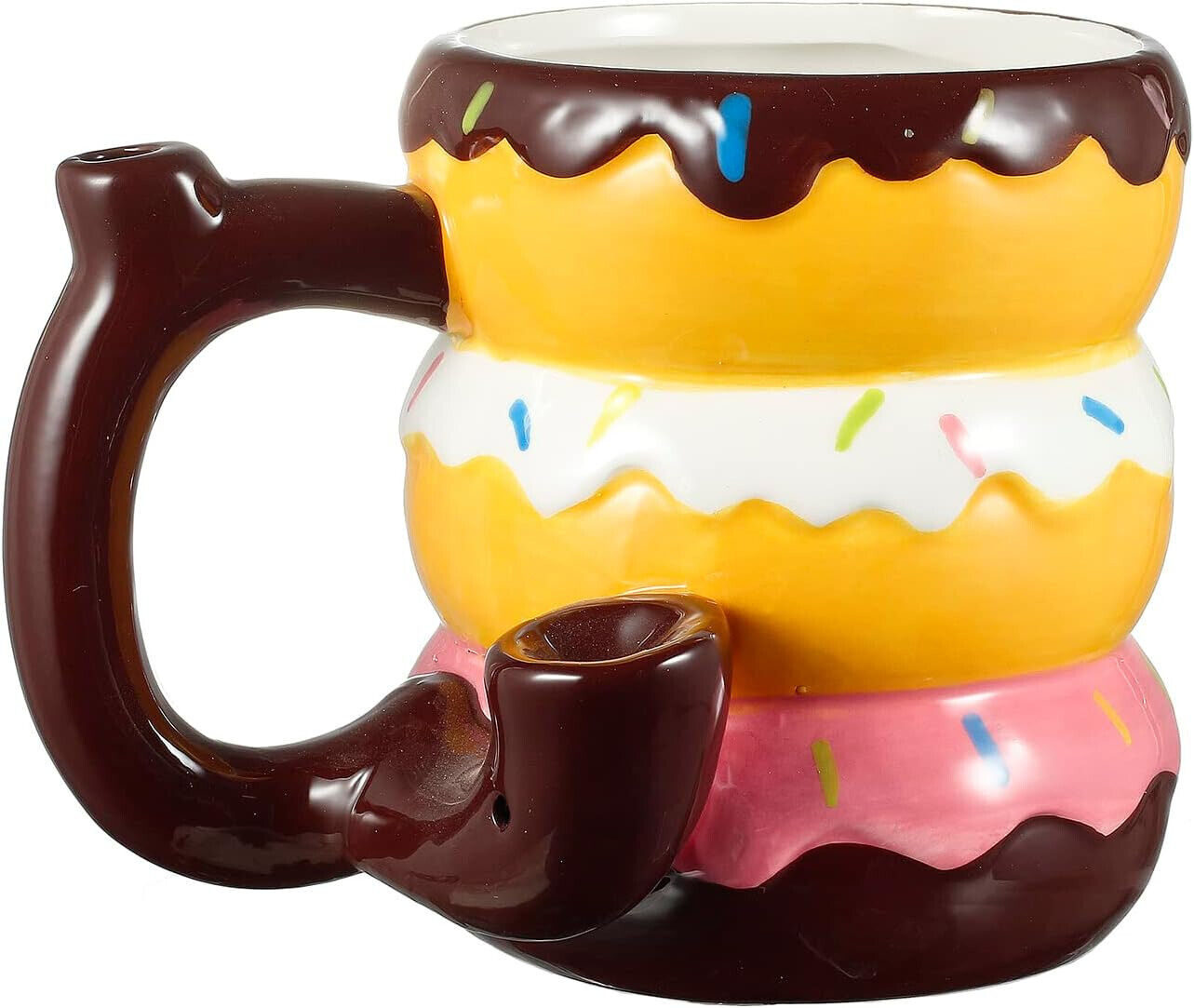 Wake n Bake Ceramic Coffee Mug with Pipe Donut Roast & Toast , 16OZ / 475ml Coffee, Tea, Espresso Parts by TheVoyageBird