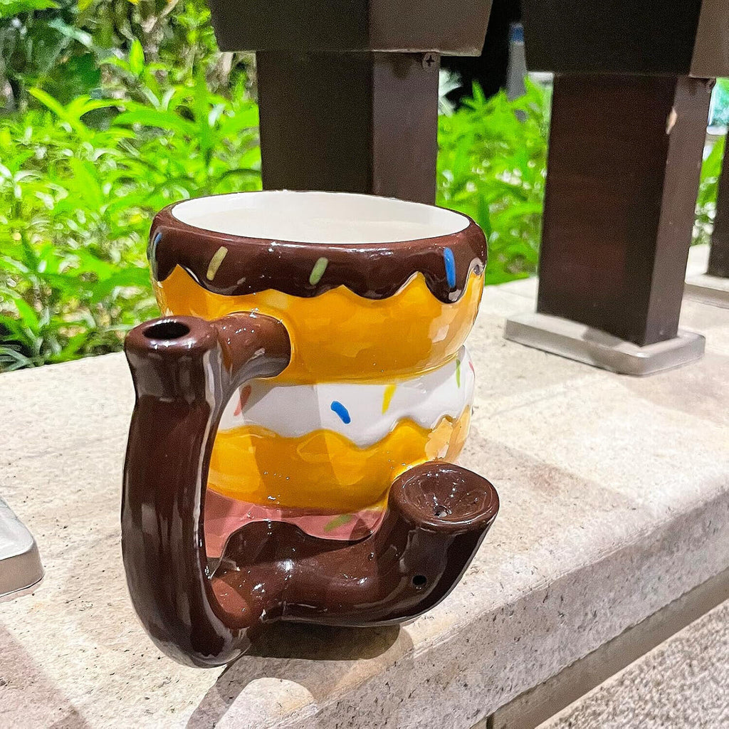 Wake n Bake Ceramic Coffee Mug with Pipe Donut Roast & Toast , 16OZ / 475ml Coffee, Tea, Espresso Parts by TheVoyageBird